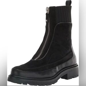 Sam Edelman Leone Black Chunky Block Heel Closed Toe Zipper Combat Ankle Boots